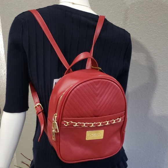BEBE Red backpack top handle bag New - Picture 6 of 9